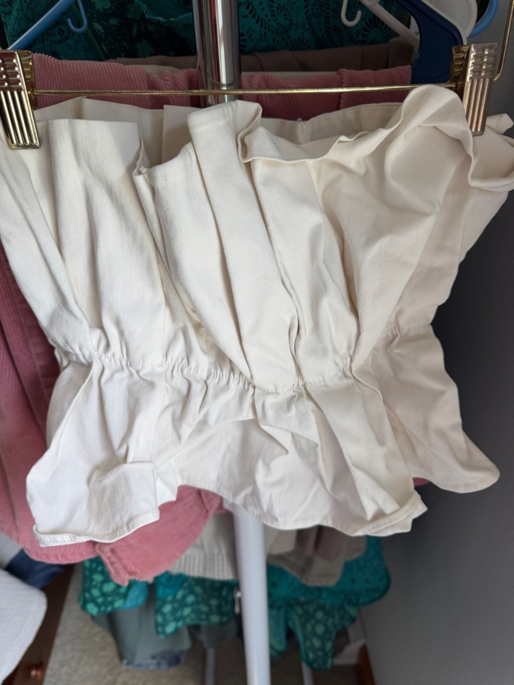 ZARA Cream Drawstring Elastic Waist Top